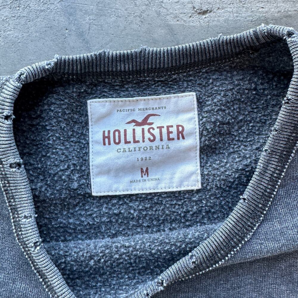 Vintage Y2k Hollister Distressed Grey Slouch Longsleeve Sweater Medium - Picture 3 of 5